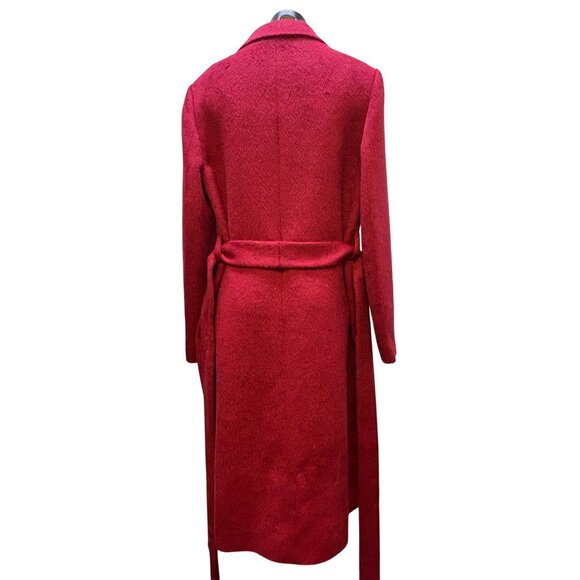 Katherine Kelly Womens Red Belted Wool/Alpaca Coat Size 12 - Picture 6 of 14